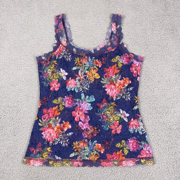 Hanky Panky Lace Camisole‎ Womens L Blue Signature Floral Made in USA 5N4252 - Picture 1 of 6
